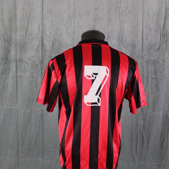 Vintage Puma Soccer Jersey - Red and Black Pinstripe Number 7 - Men's Medium - Picture 7 of 9
